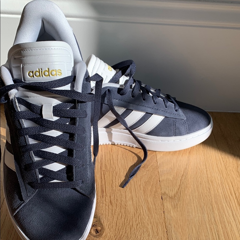 Adidas Women’s Navy and White Suede Sneakers